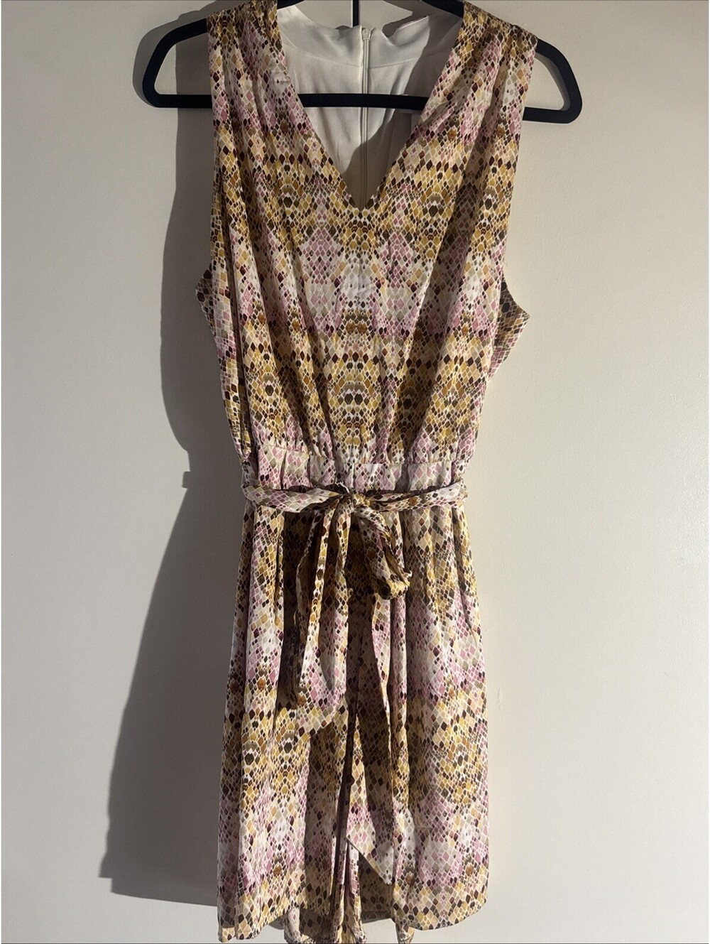 Calvin Klein Romper Women’s Size 16 Multicolor Diamond Print Sleeveless Light